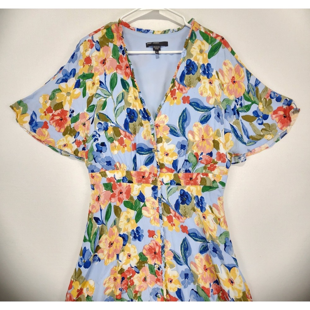 Maggy London Women's Button Floral Multicolor‎ Romantic Dress Size 12 - Picture 4 of 10